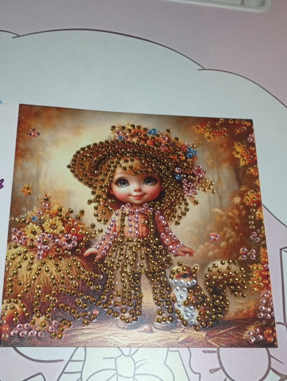 Beaded Girl Decorative Card Handmade